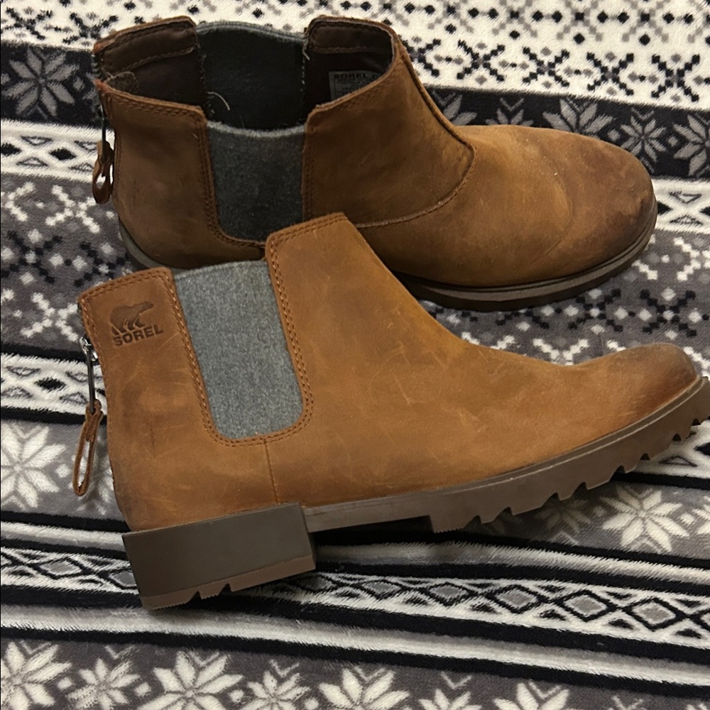 Sorel Tan Leather Ankle Boots